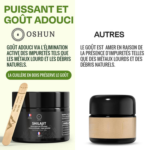 Oshun® Shilajit Himalaya Bio 50G - Résine Purifiée - Riche en Acide Fulvique & Humique - Shilajit Pure - 85+ minéraux & Oligo-Éléments - 3 Mois d'approvisionnement