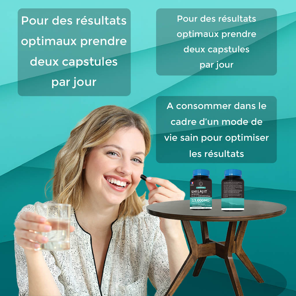 Oshun® Shilajit Himalaya 120 gélules | 80% d'acide fulvique & 11% d'acide humique | Testé en Laboratoire - Riche en vitamines, minéraux et compléments | complément alimentaire